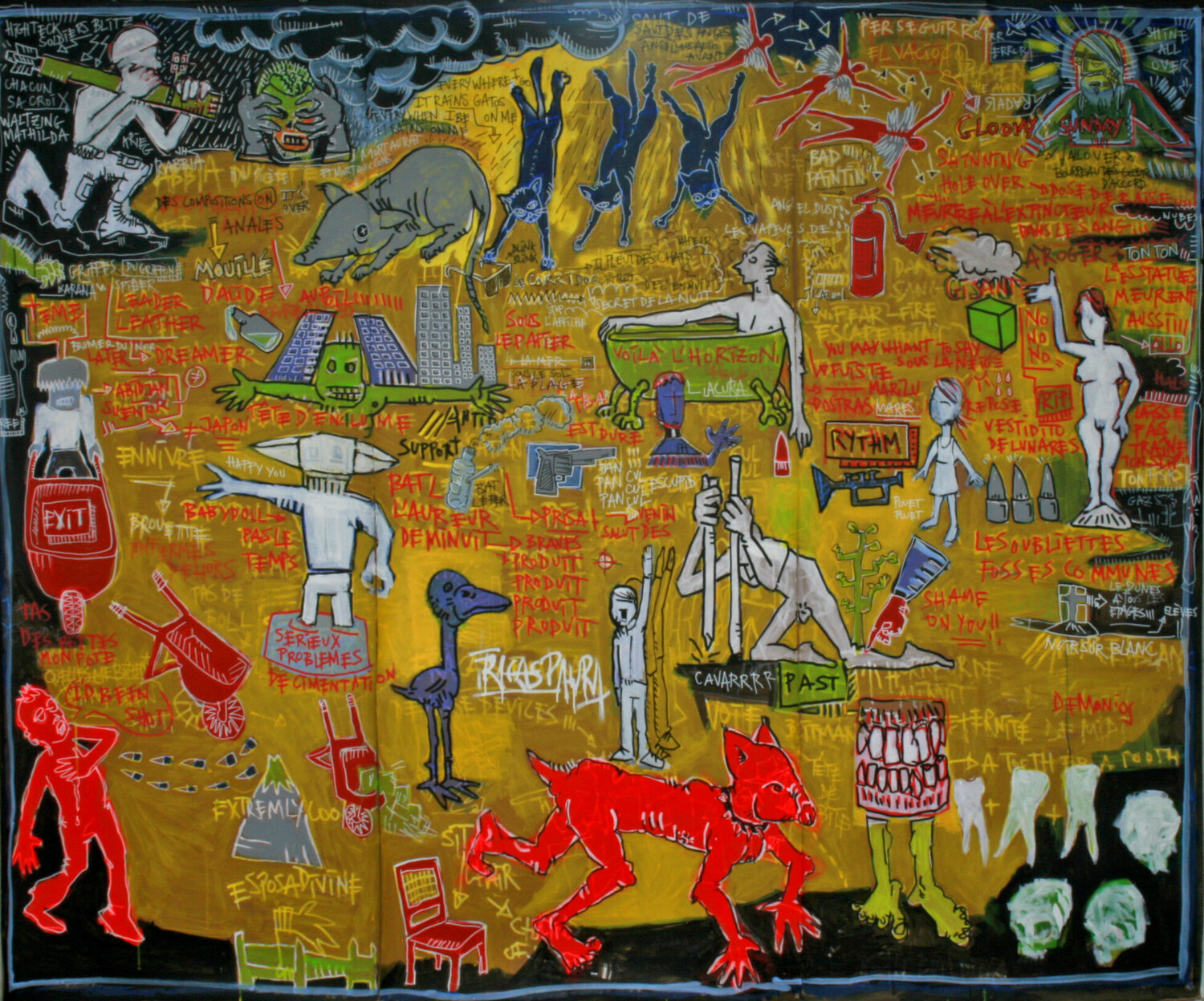 Raining Gatos Baptiste Laurent Original painting for sale