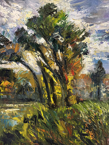 Autumn River and Trees I by David Sheldon, Painting for Sale on Select