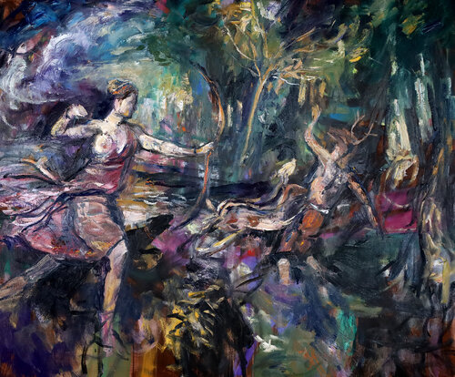 The Death of Acteon (After Titian) by David Sheldon, Painting for Sale on Select