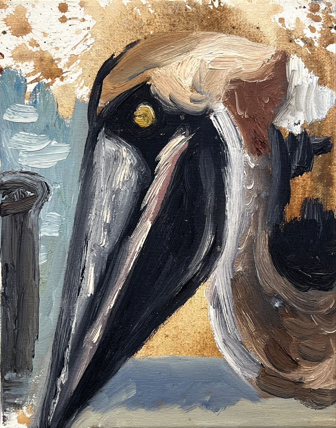 Brown Pelican David Sheldon Original painting for sale