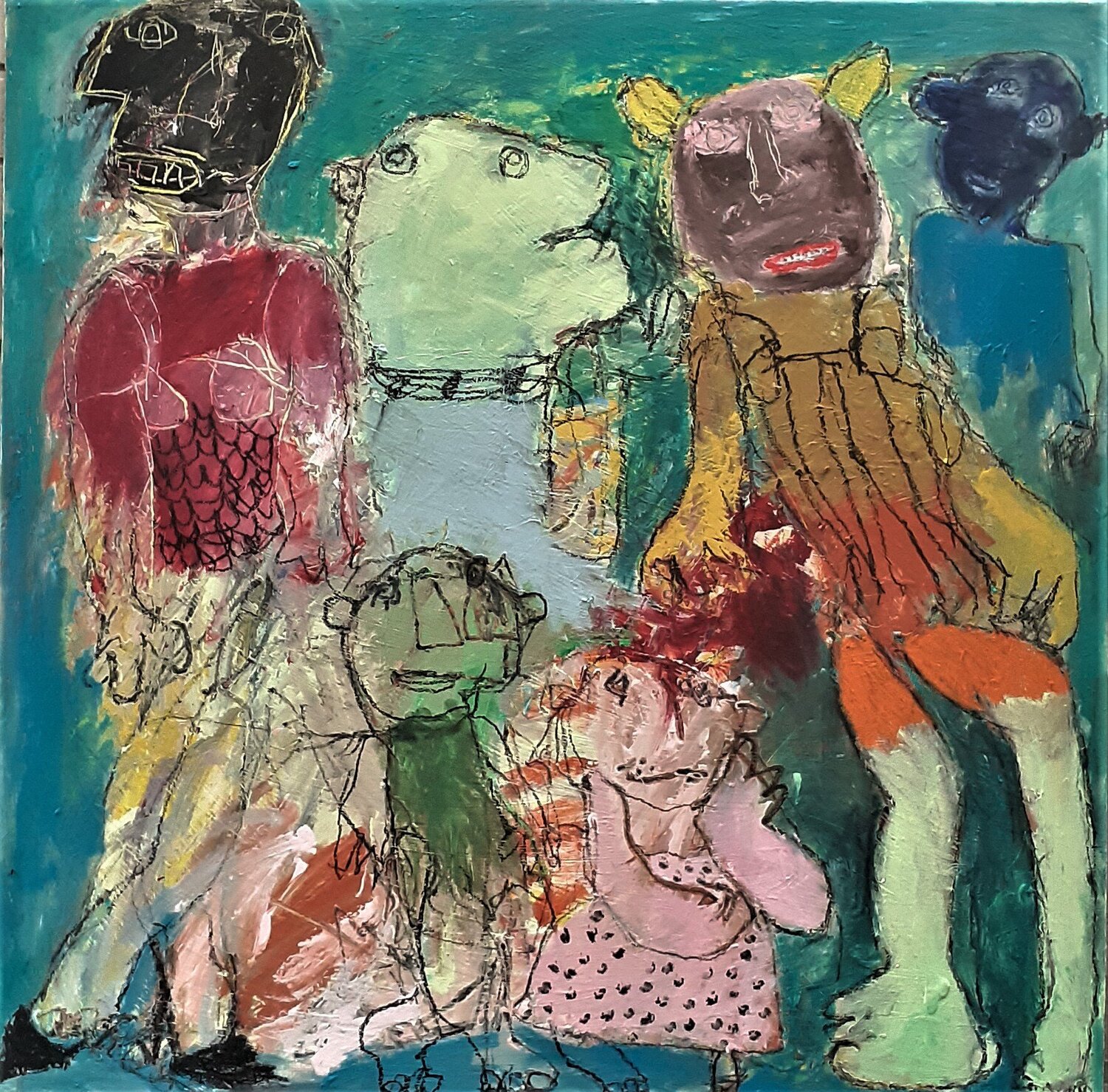 Les âmes glorieuses Ronnie NEMORIN Original painting for sale