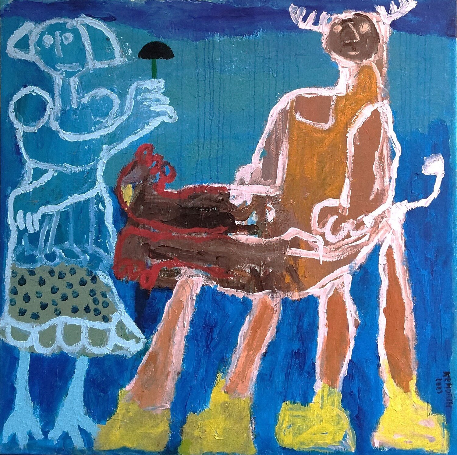 Rapprochement timide Ronnie NEMORIN Original painting for sale