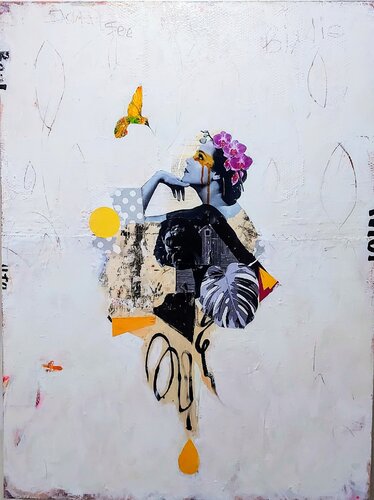 Come see me Birdie by Maryline Lemaitre, Painting for Sale on Select