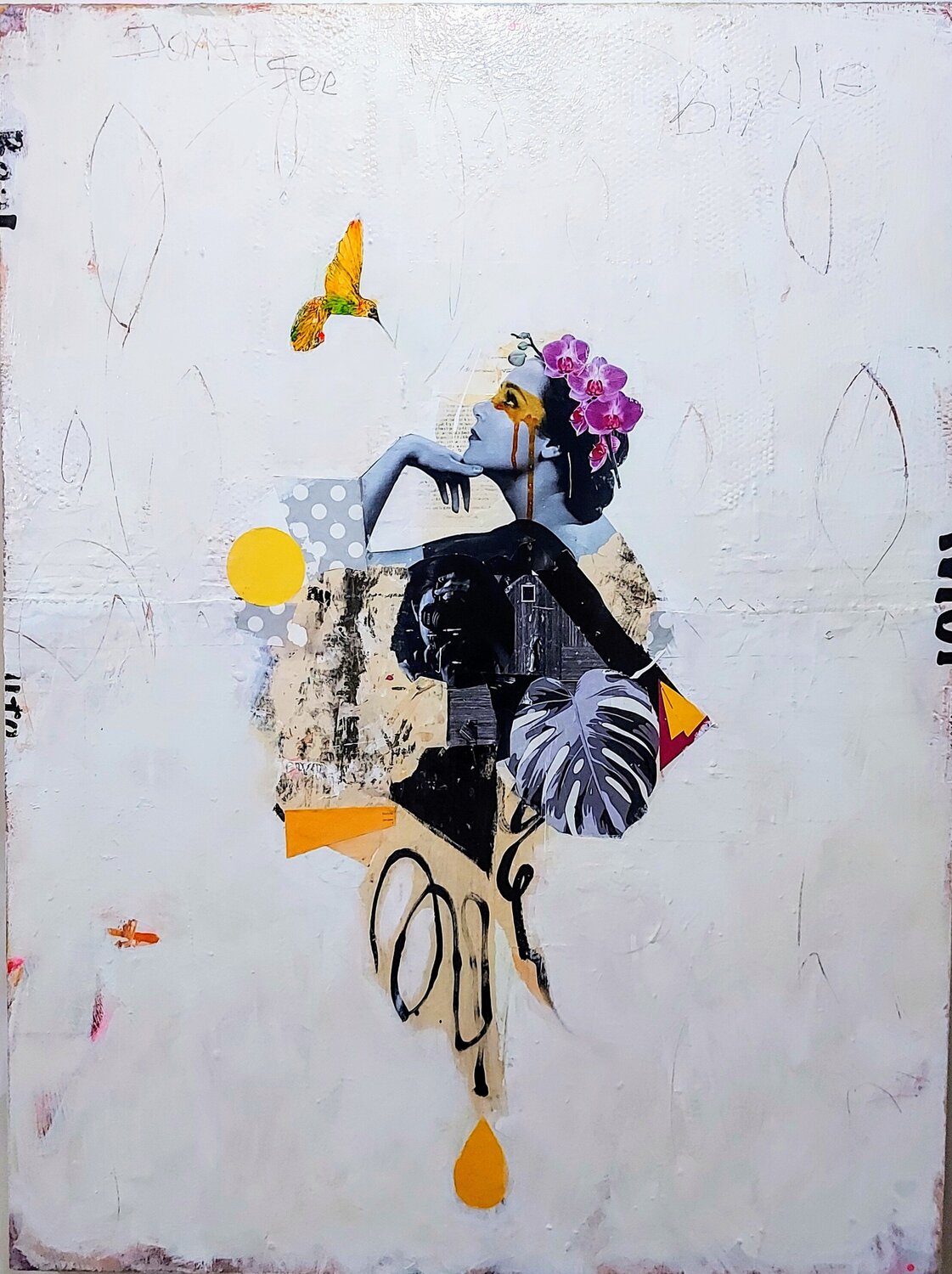 Come see me Birdie Maryline Lemaitre Original painting for sale