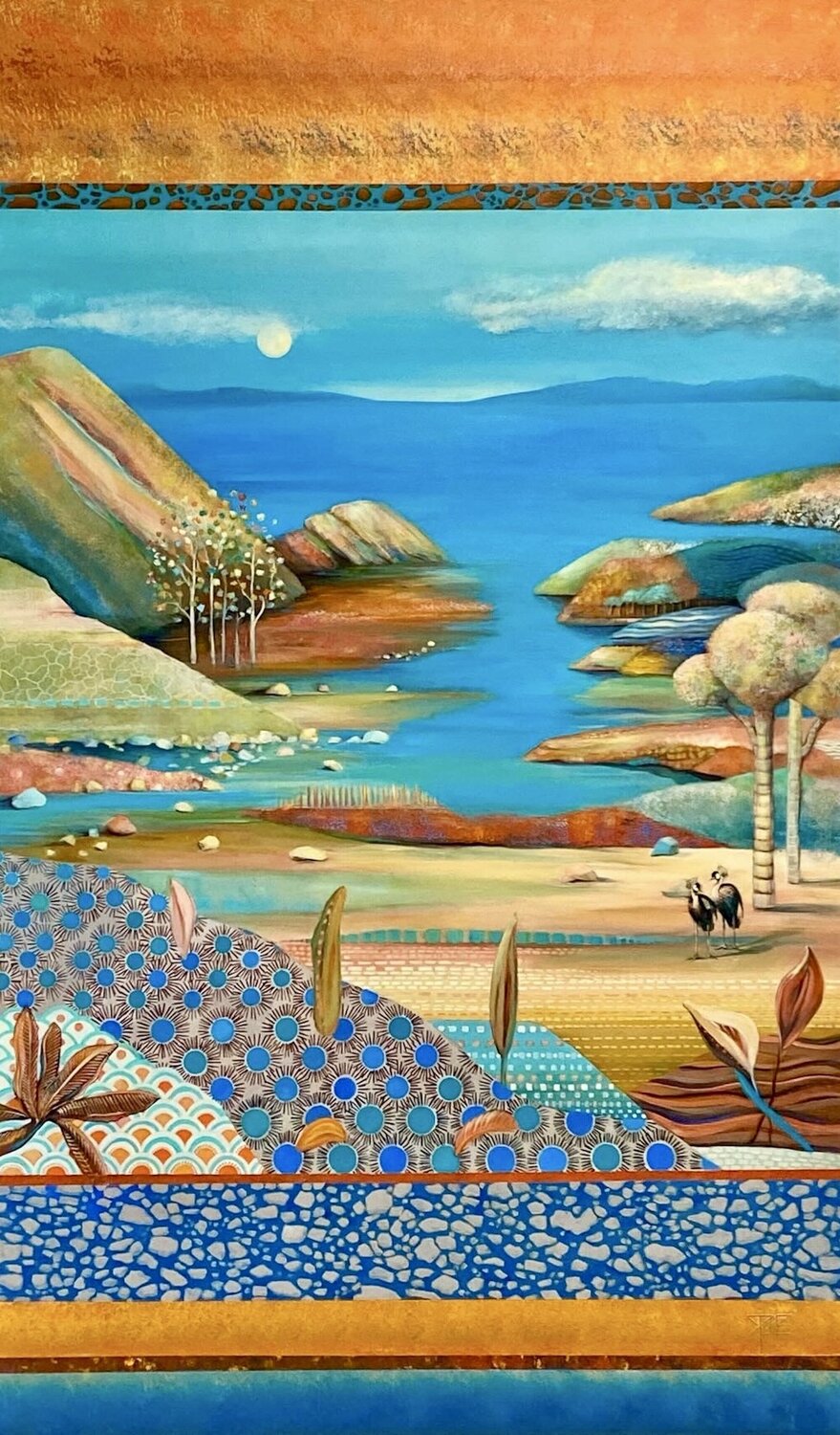 Les grues royales Sylvie Poupé Original painting for sale