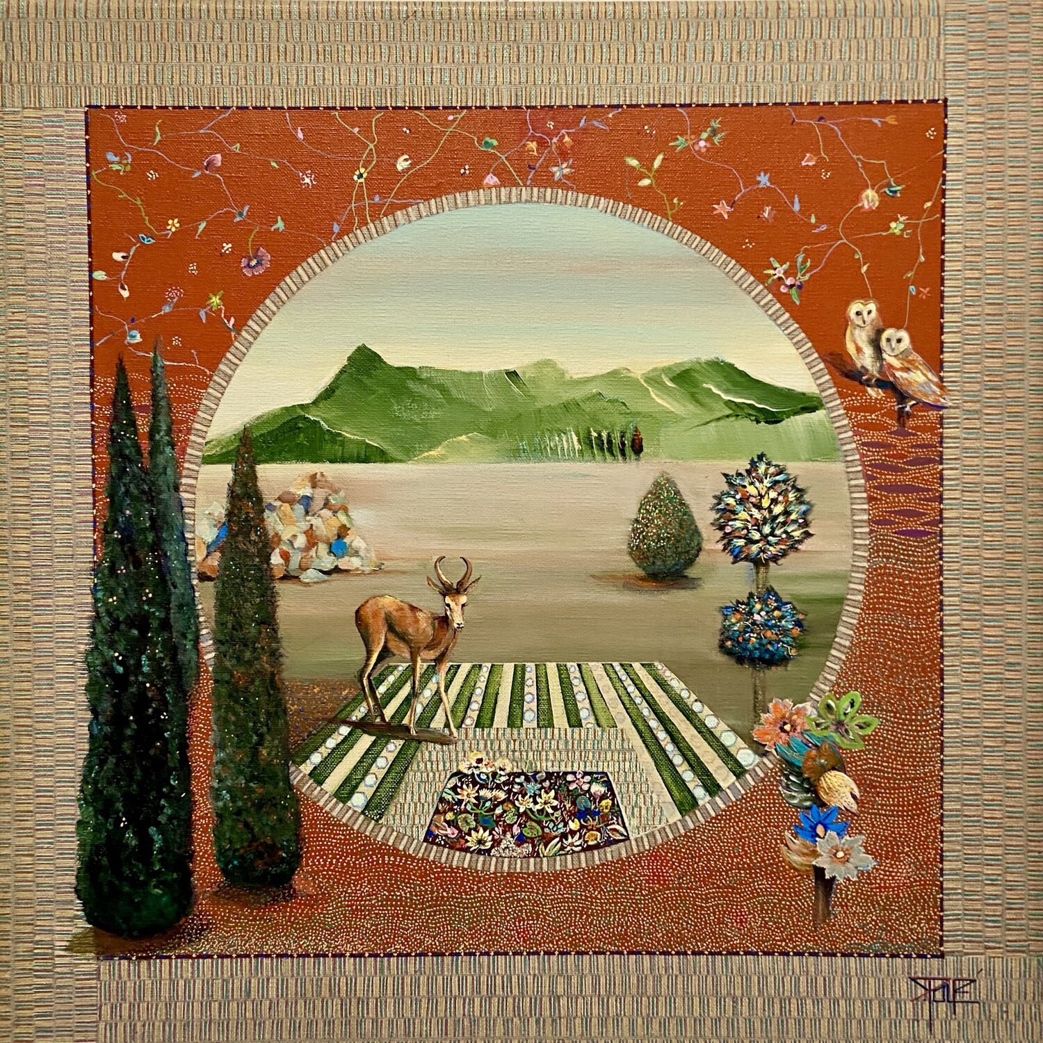 La terrasse fleurie Sylvie Poupé Original painting for sale
