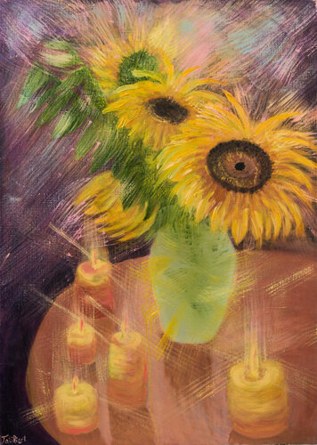 Evening with Sunflowers by Tanya Bilous, Painting for Sale on Select