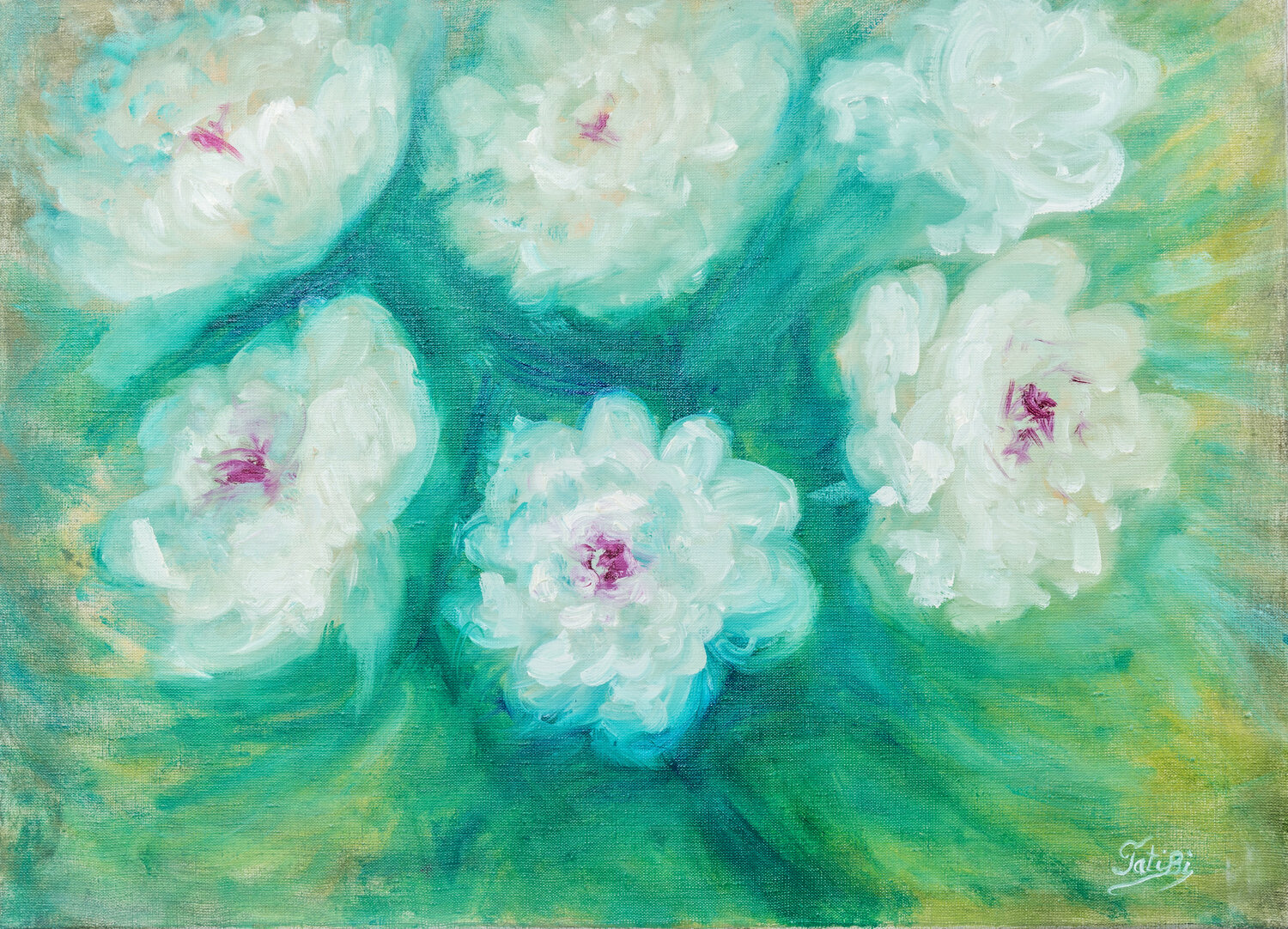 White Peonies Tanya Bilous Original painting for sale