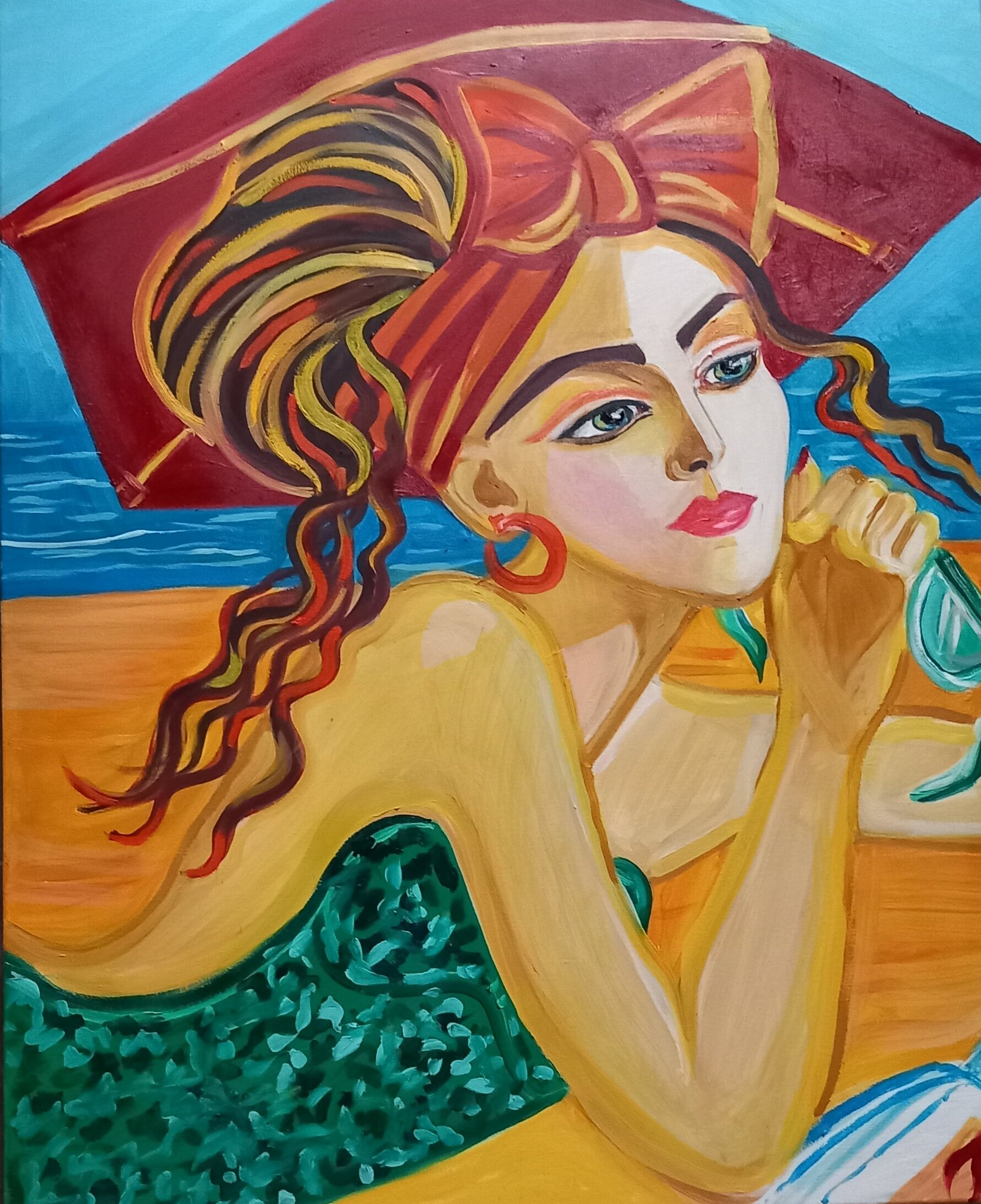 la fille au parasol rouge