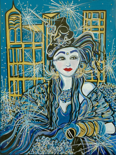 Newyork Newyear  ou ma nuit étoilée by Zigou, Painting for Sale on Select