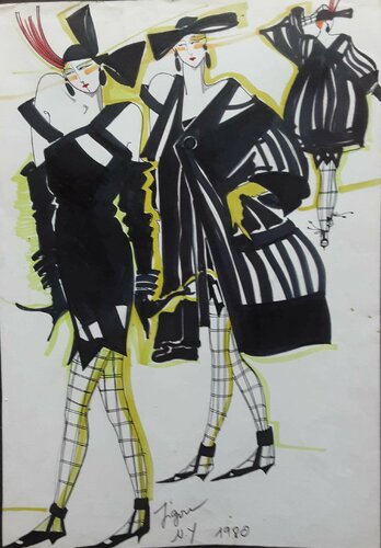 mysterious black   ladies by Zigou, Drawing for Sale on Select