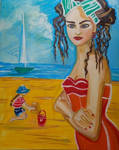 the beach by Zigou, Painting for Sale on Select