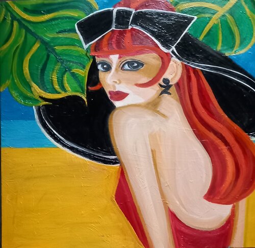 Fashion girl for fashion beach by Zigou, Painting for Sale on Select