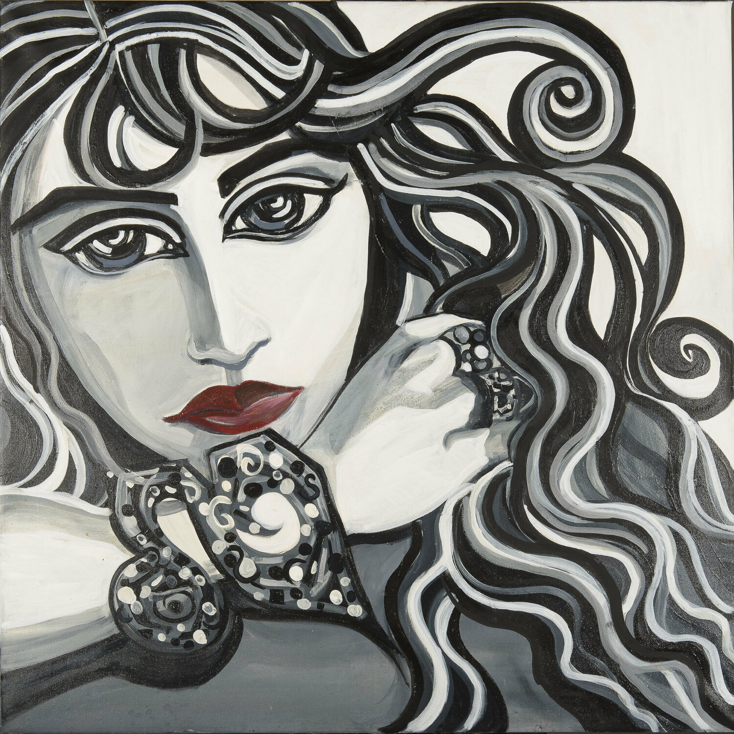 FEMME AU BRACELET Zigou Original painting for sale