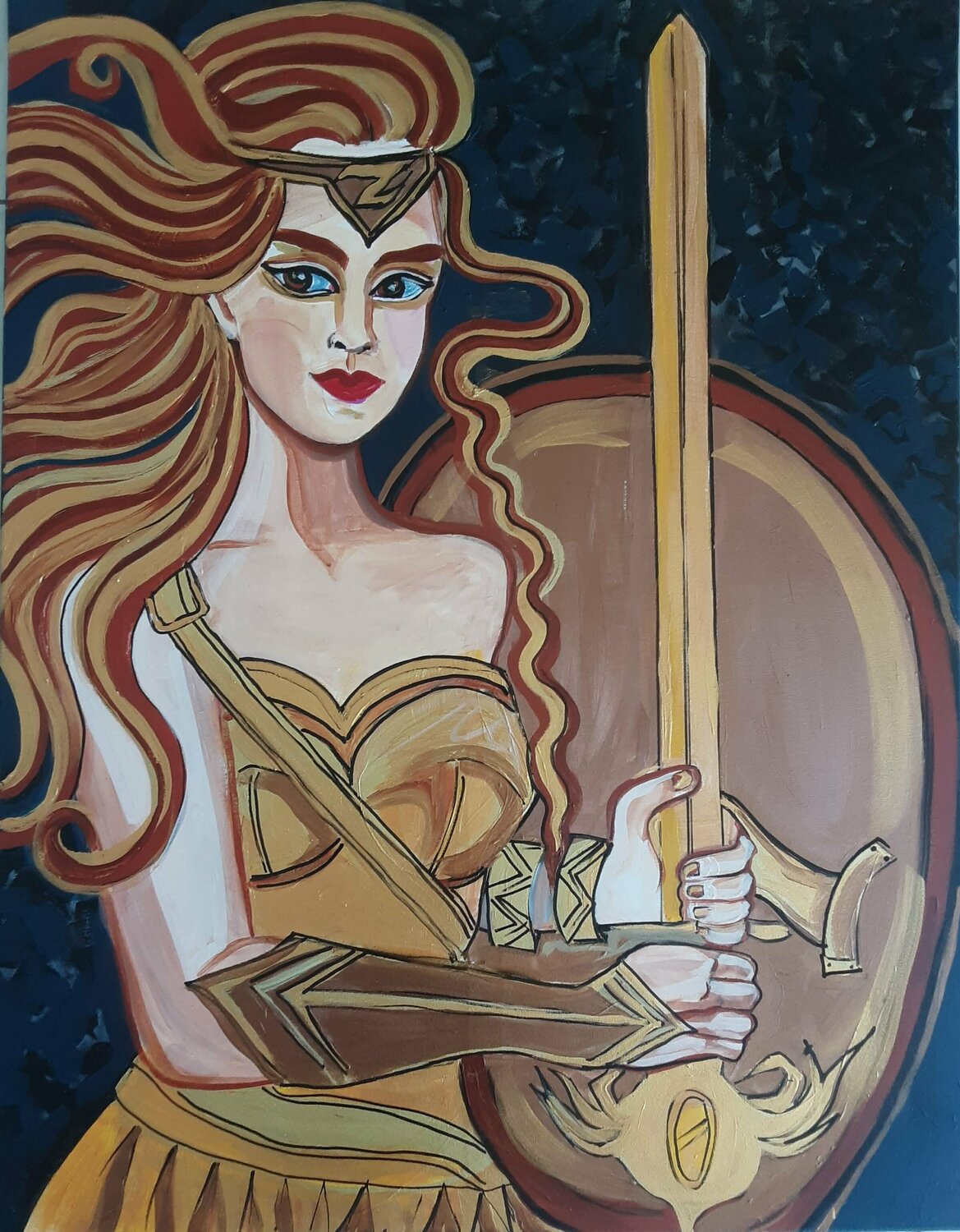 Amazone guerrière :Lagertha Zigou Original painting for sale