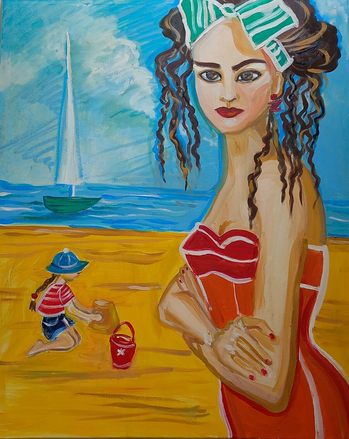 the beach Zigou Original painting for sale