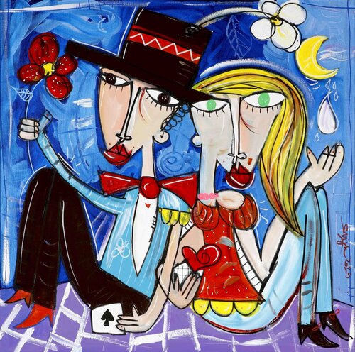A Braccetto by Alessandro Siviglia, Painting for Sale on Select