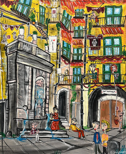 Centro Storico di Salerno by Alessandro Siviglia, Painting for Sale on Select