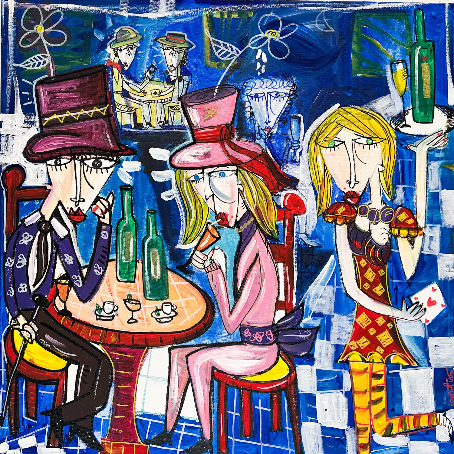Poker e Aperitivo a Parigi Alessandro Siviglia Original painting for sale