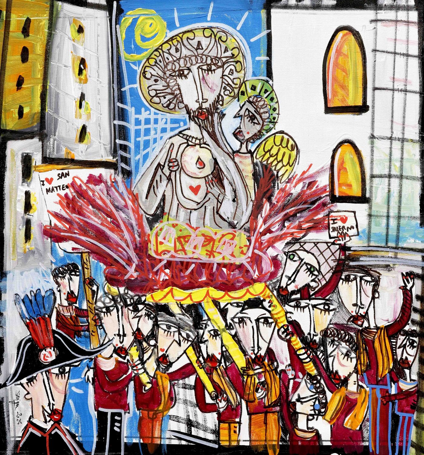 La Processione di San Matteo Alessandro Siviglia Original painting for sale