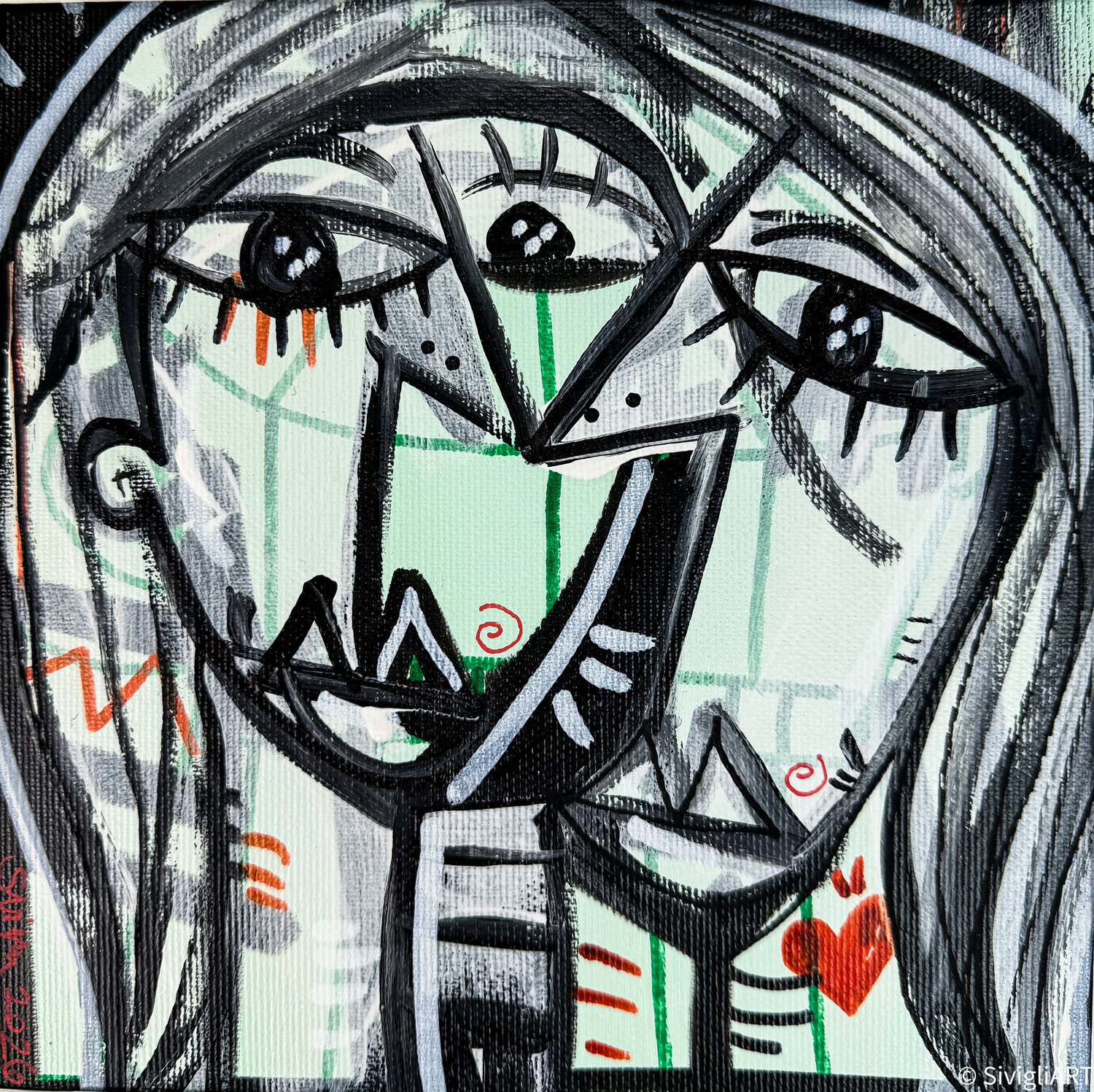 Due Visi Alessandro Siviglia Original painting for sale