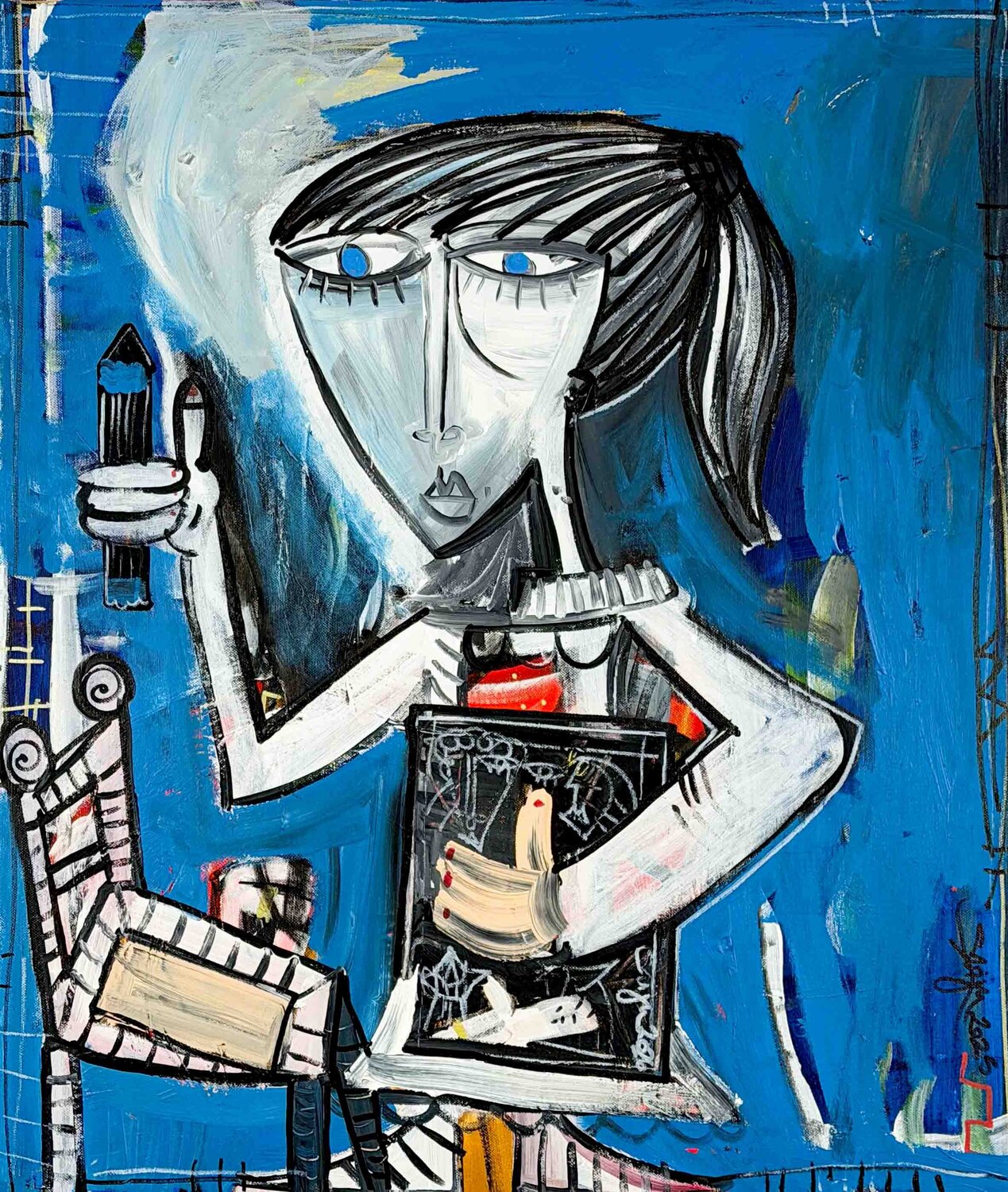 Bambina che Dipinge Alessandro Siviglia Original painting for sale