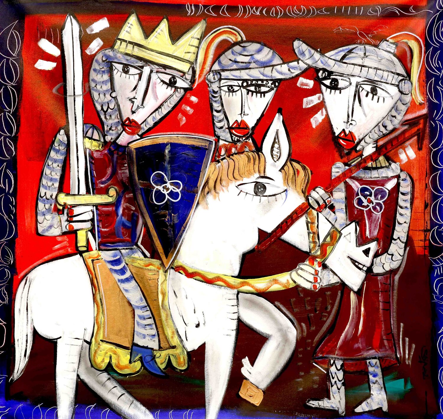 Il Re con gli Scudieri Alessandro Siviglia Original painting for sale