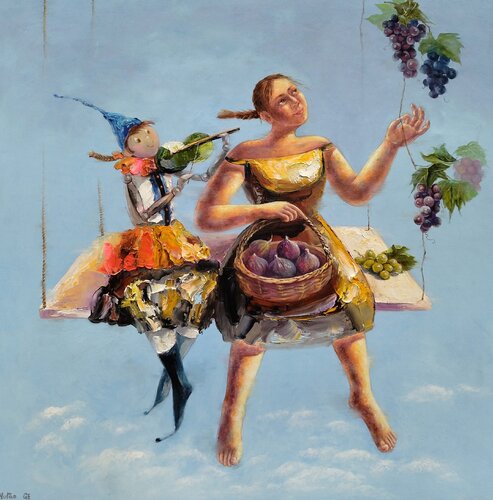 Nos récoltes by Yutao Ge, Painting for Sale on Select
