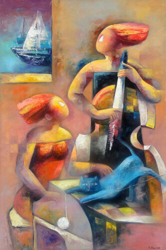 Chat bleu by Yutao Ge, Painting for Sale on Select