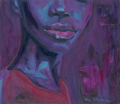 Purple - African American woman's portrait by Anna Miklashevich, Painting for Sale on Select