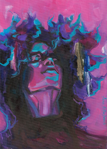 You Are Blooming - Rich Magenta Afro Artwork by Anna Miklashevich, Painting for Sale on Select