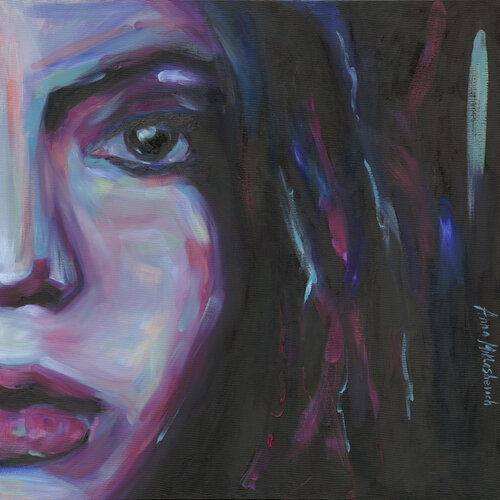 Resilience - Introspective Female Face Contemporary Portrait by Anna Miklashevich, Painting for Sale on Select