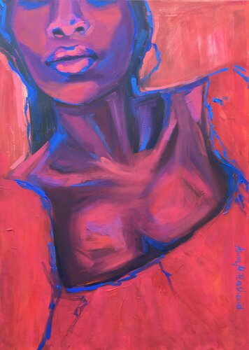 The Greatness  - Chic Afro Female Close-up by Anna Miklashevich, Painting for Sale on Select