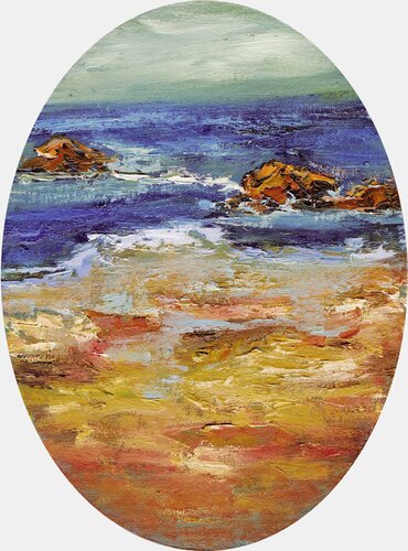Deep Blue Sea - Rocky Coast & Waves von Anna Miklashevich, Malerei kaufen auf Select