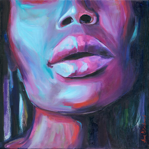 Silver - Close-Up Portrait of a Black Woman von Anna Miklashevich, Malerei kaufen auf Select