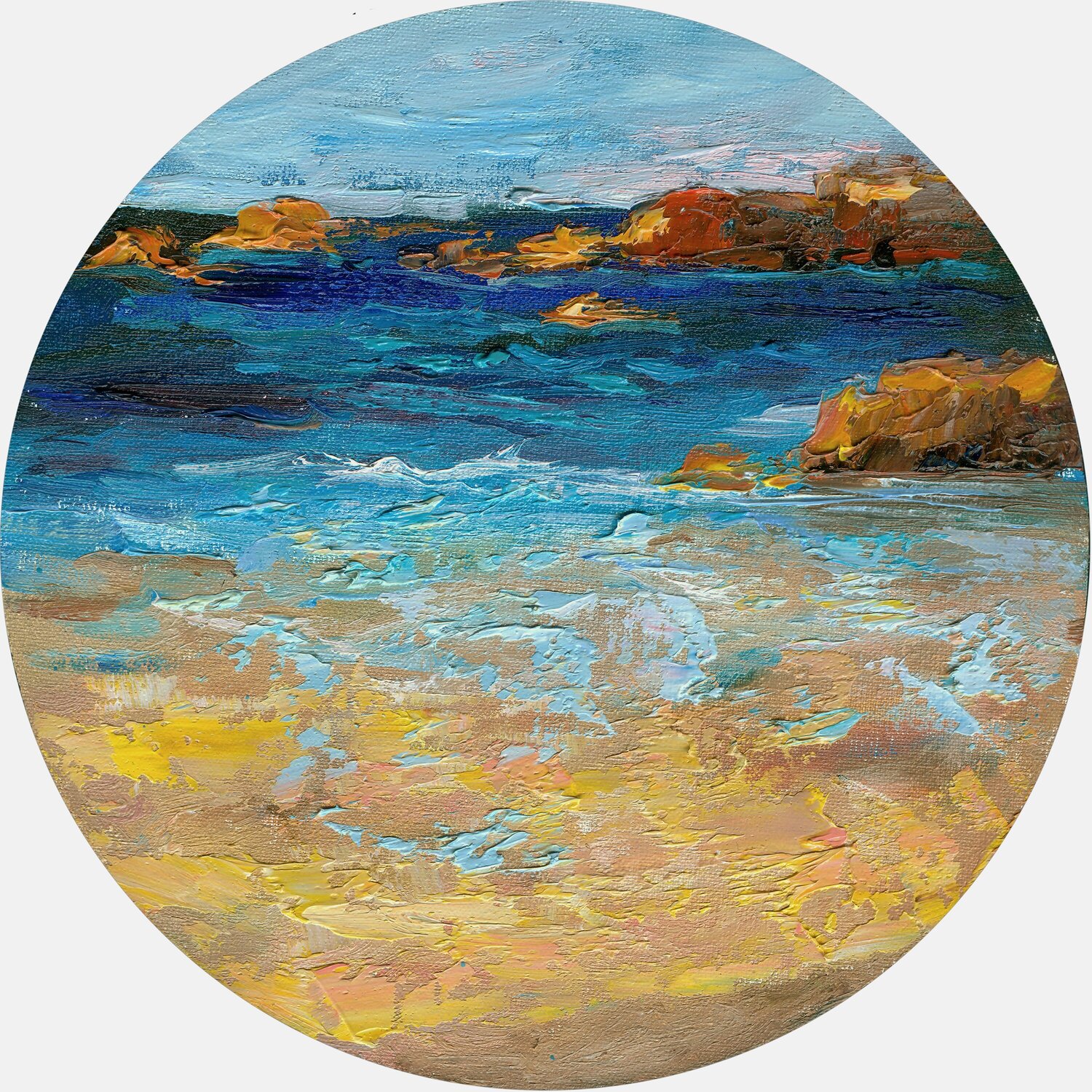 Summer Seascape - Sea Waves & Rocky Shore Anna Miklashevich Originalgemälde zu verkaufen