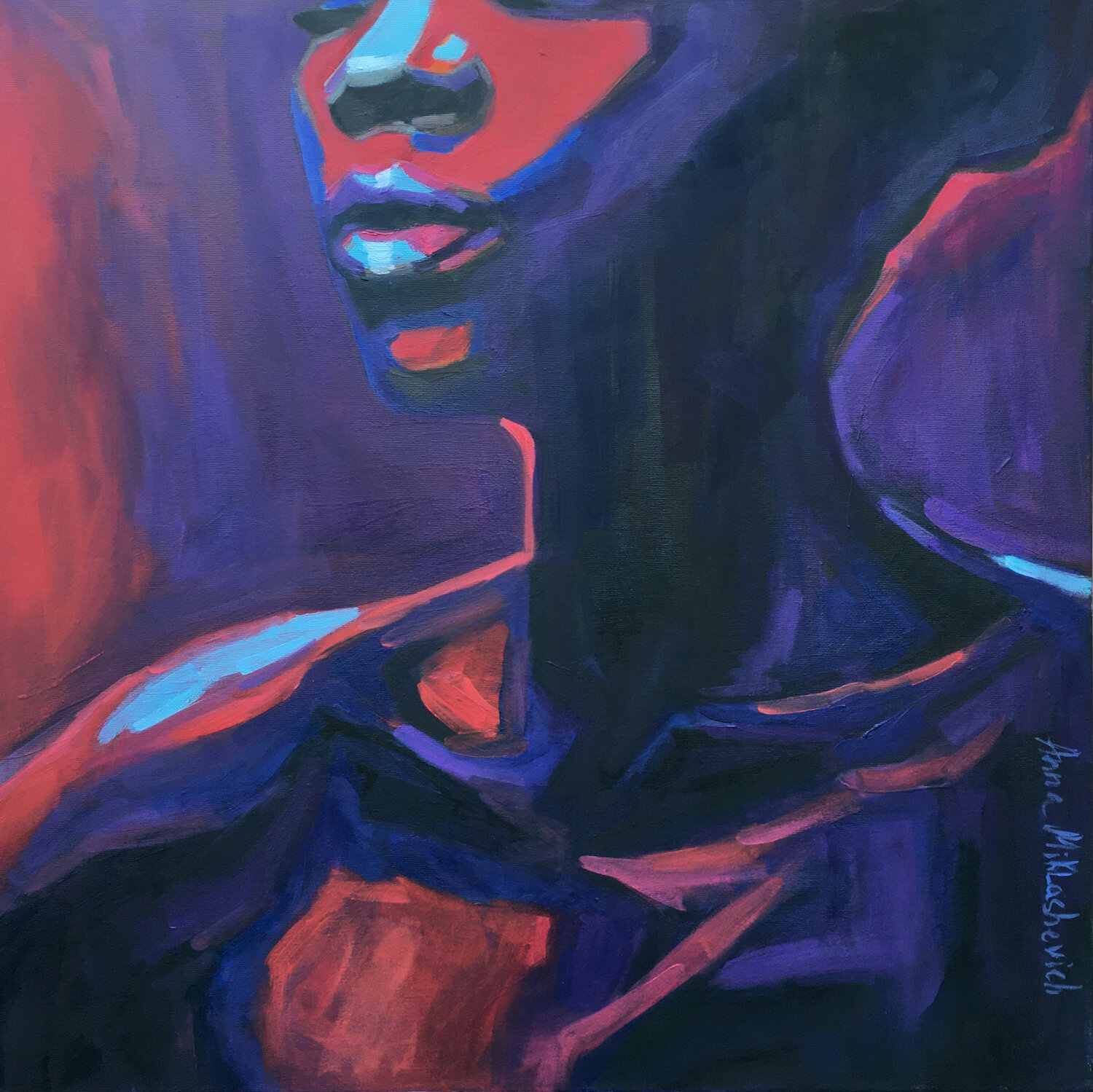Rebel - A Black Woman Choosing Her Own Path Anna Miklashevich Originalgemälde zu verkaufen
