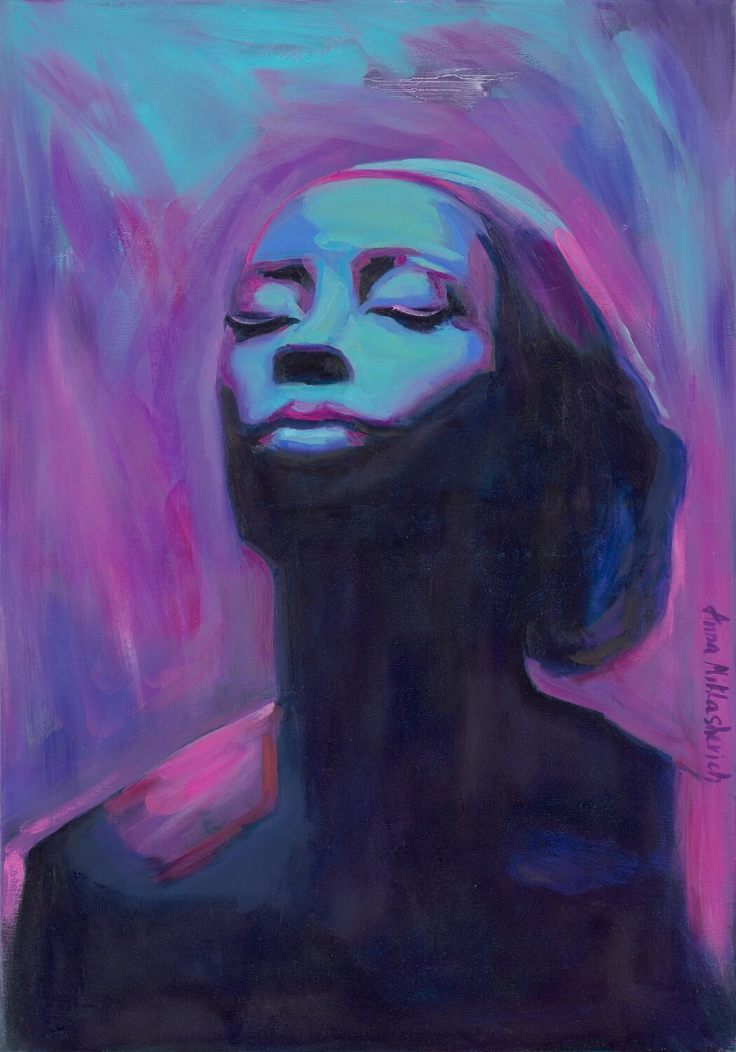 Energize - Nigerian-American Celebrity Portrait Anna Miklashevich Originalgemälde zu verkaufen
