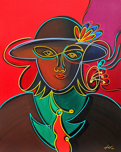 the model with red tie by Dek, Painting for Sale on Select