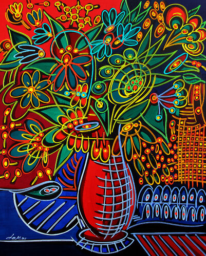 the red vase II by Dek, Painting for Sale on Select