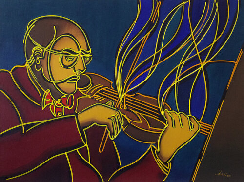 o violinista amarelo by Dek, Painting for Sale on Select