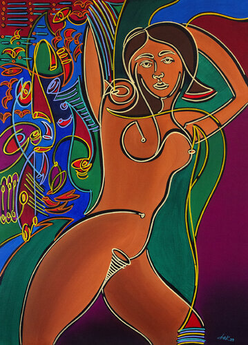 nú sobre toalha estampada by Dek, Painting for Sale on Select