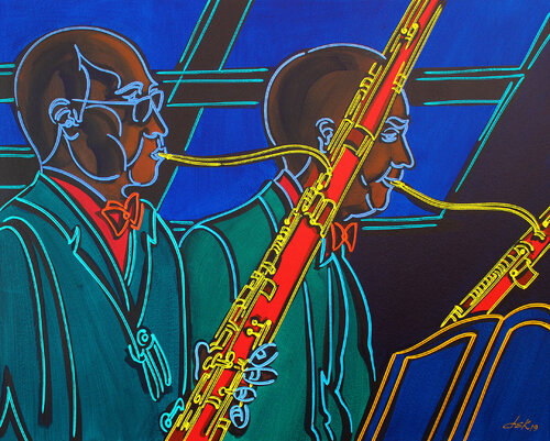 the oboe players by Dek, Painting for Sale on Select