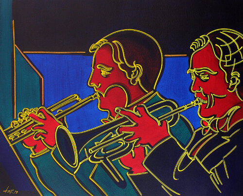 the two musicians by Dek, Painting for Sale on Select