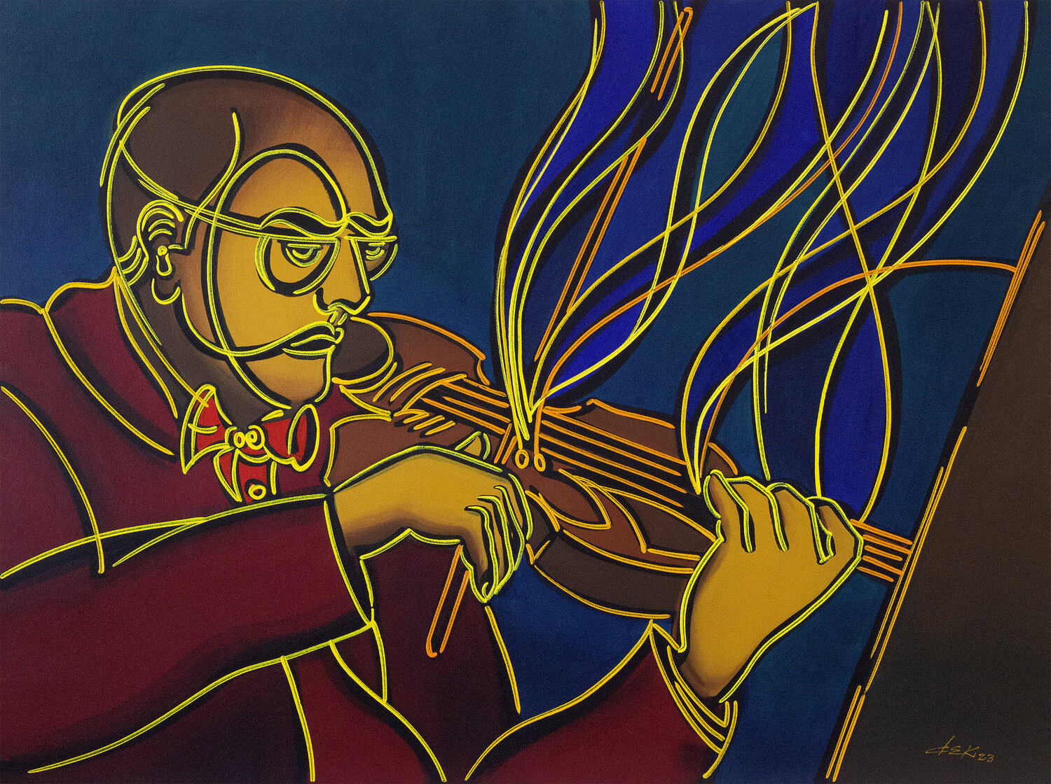 o violinista amarelo Dek Original painting for sale