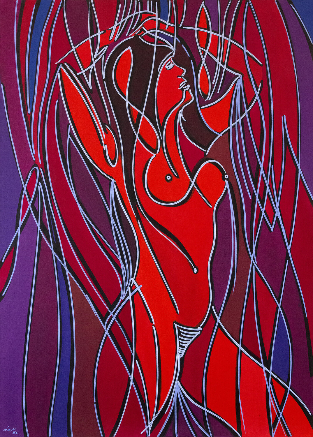 nude in the bath Dek Original painting for sale