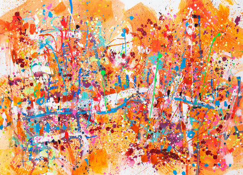 Orange flowers by Marta Zawadzka, Painting for Sale on Select