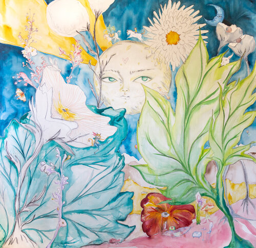 Dos Lunas (Plantasía) by Alexia López Sosa, Painting for Sale on Select