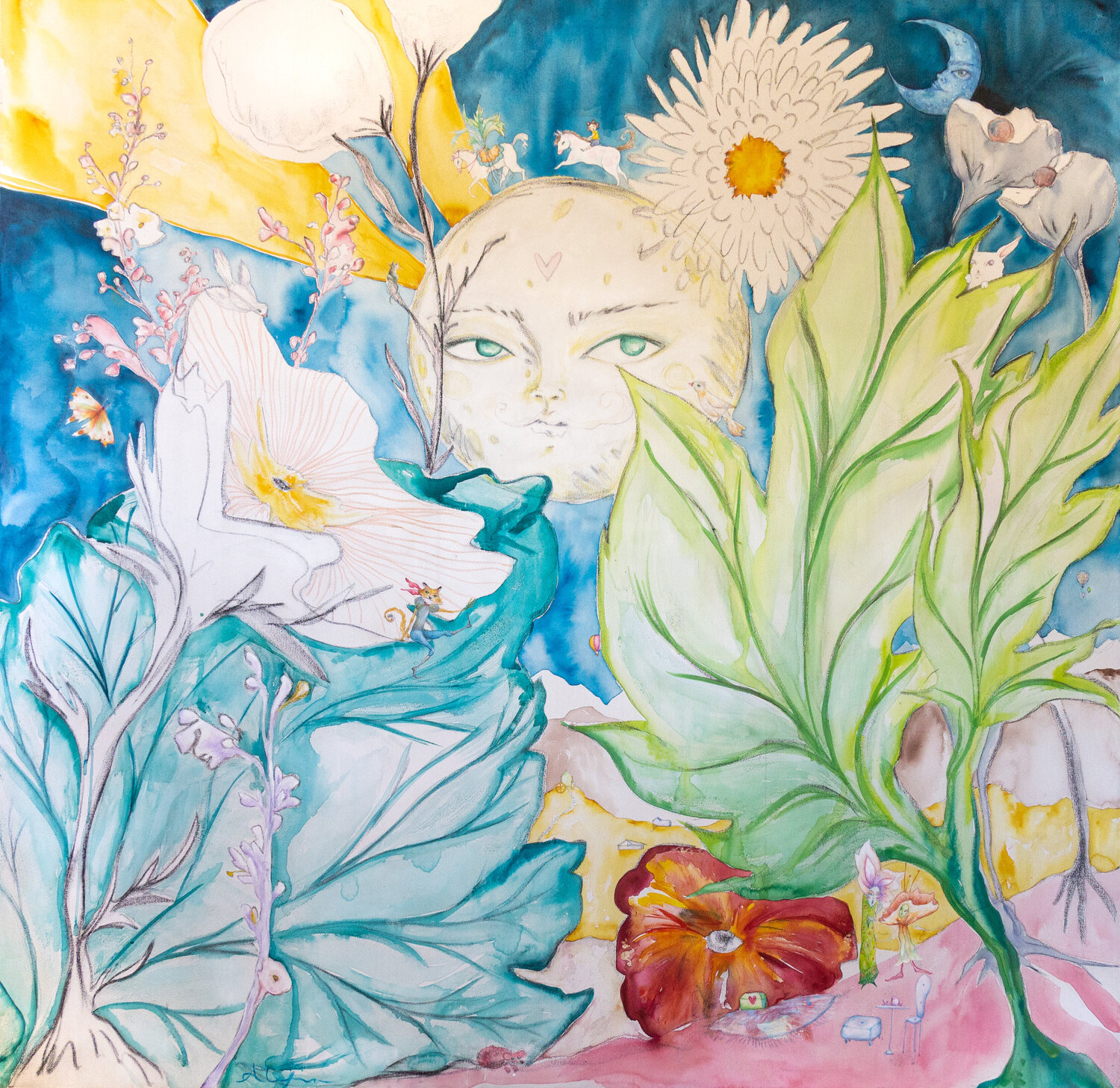Dos Lunas (Plantasía) Alexia López Sosa Original painting for sale