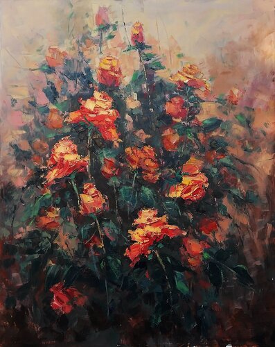 TWILIGHT ROSES by Emilia Milcheva, Painting for Sale on Select